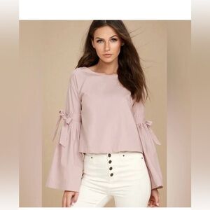 Free People So Obviously Yours Bell Sleeve Blouse Pink Size M